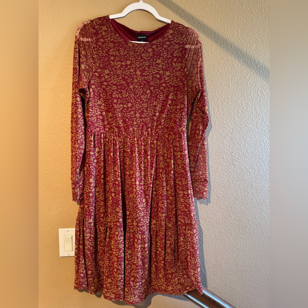 Torrid burgundy mid length dress